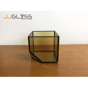 LYNX- GEO - CUBE 10cm. Black - Cube Large Geometric Glass Terrarium / Handmade Planter / Indoor Gardening / Urban Garden for Air Plant, Succulent & Cactus